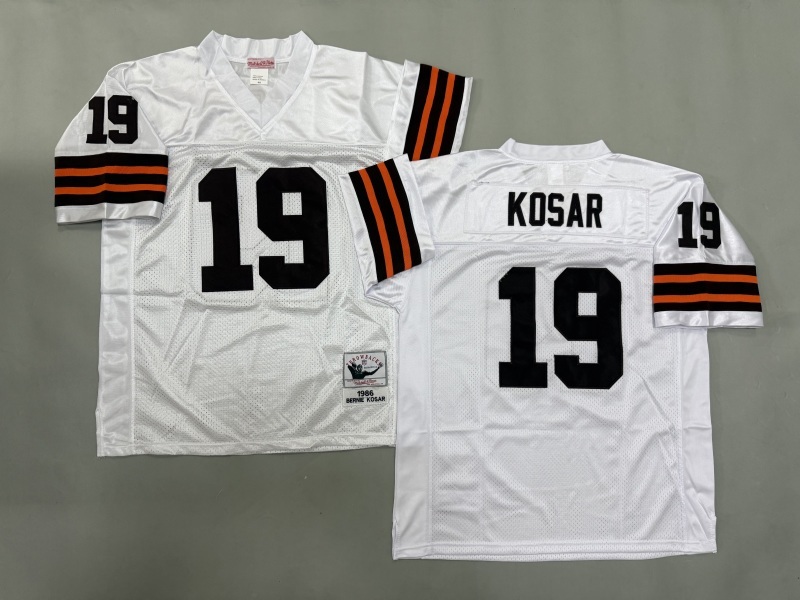 Men 2025 Cleveland Browns #19 Kosar white Throwback Limited NFL Jersey style 001